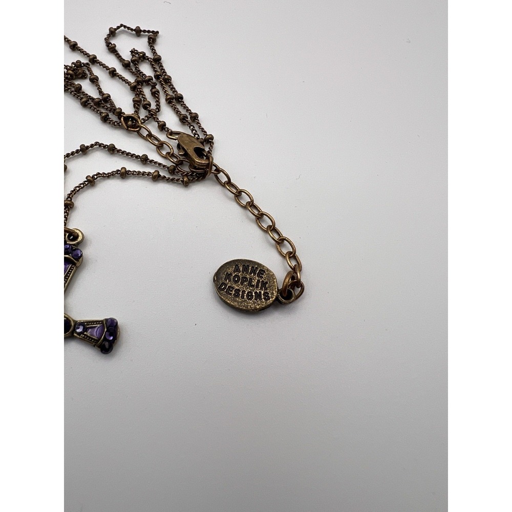 anne koplik Designs necklace Cross Purple Beads Gold Pendent - Picture 5 of 5